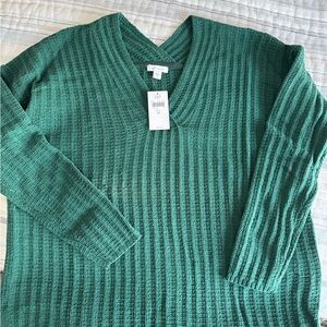 J. Jill Green V-Neck Women's Sweater